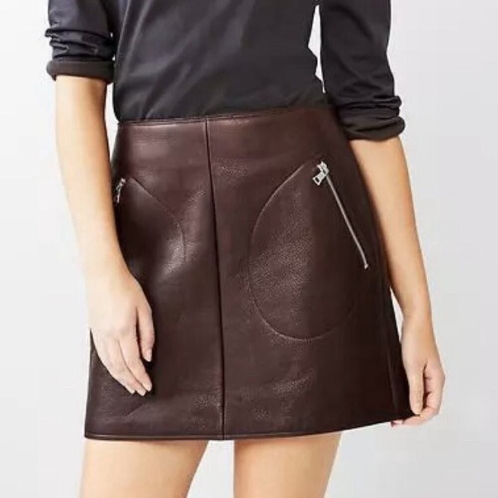 New $200 GAP Oxblood Leather Zip Pocket Mini sz 0 NWT